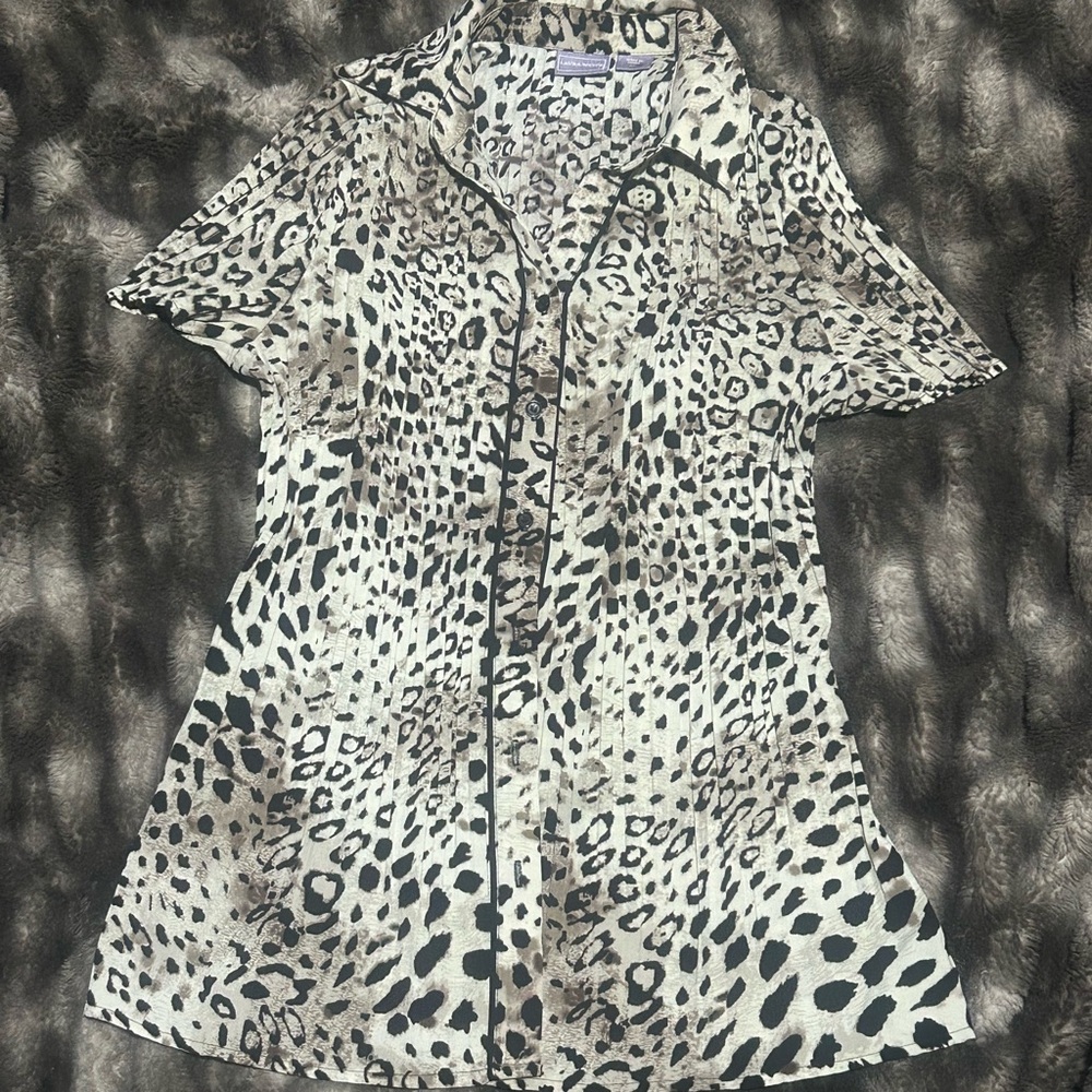 Laura Scott Animal Print Button Down Shirt
